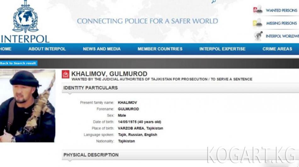 ИМ тобуна кошулган тажик полковнигинин ысымы Интерполдун тизмесинен...